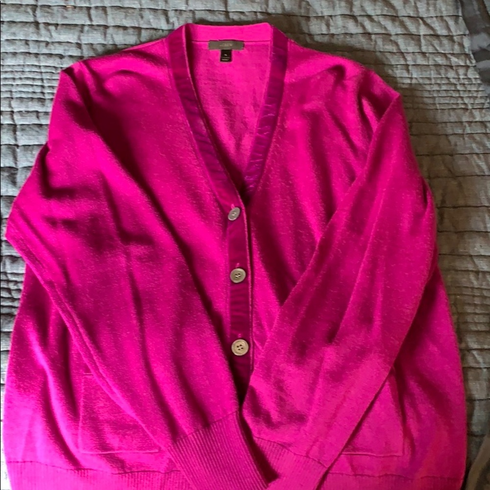 J Crew Harlow cardigan w velvet placket — size XL